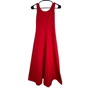 Kamisato Vintage Red Criss Cross Back Midi Dress Women's Size 6 Made in USA